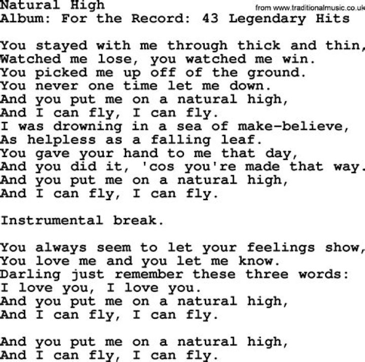 A natural high lyrics