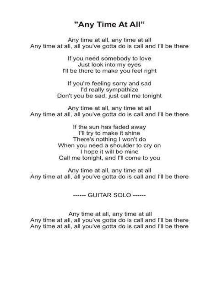 Any time lyrics
