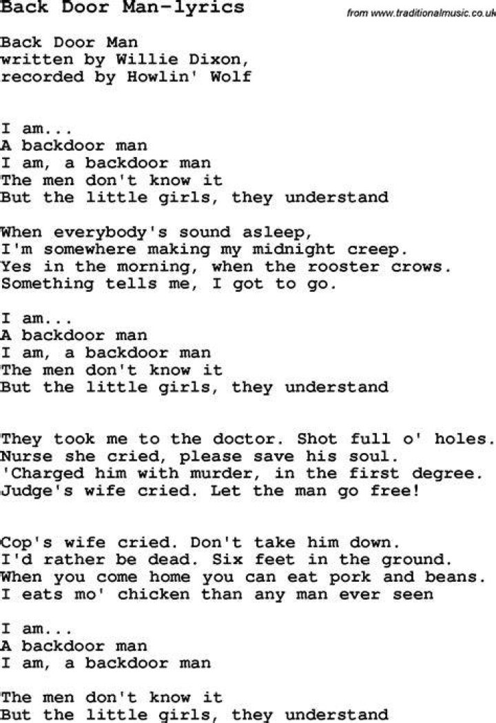 Backdoor man lyrics