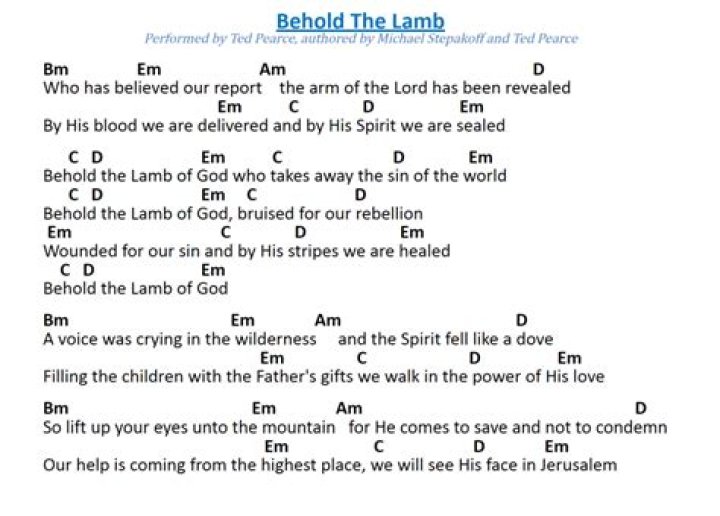 Behold the lamb chords lyrics