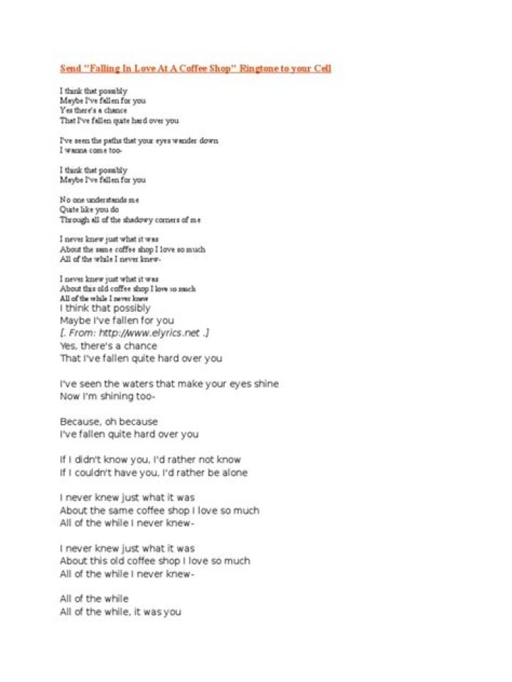Coffee shop love lyrics