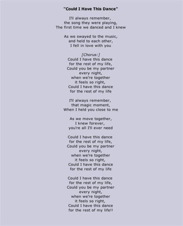 Could i have this dance lyrics