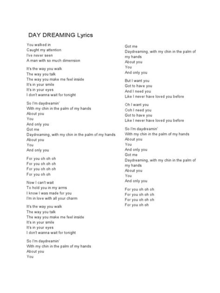 Day dreaming lyrics