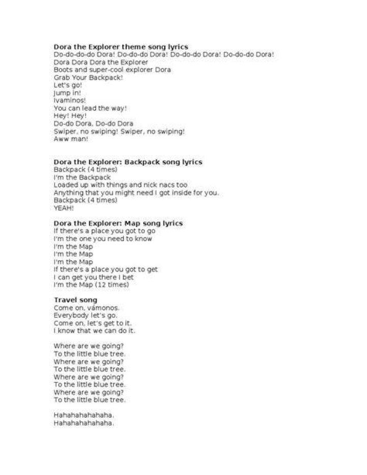 Dora backpack song spanish lyrics