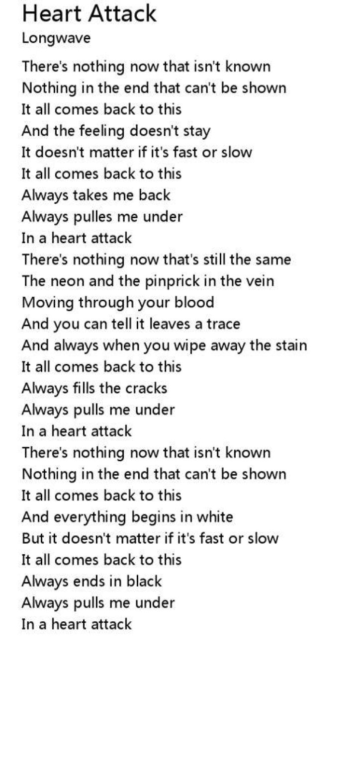 Drug induced heart attack lyrics