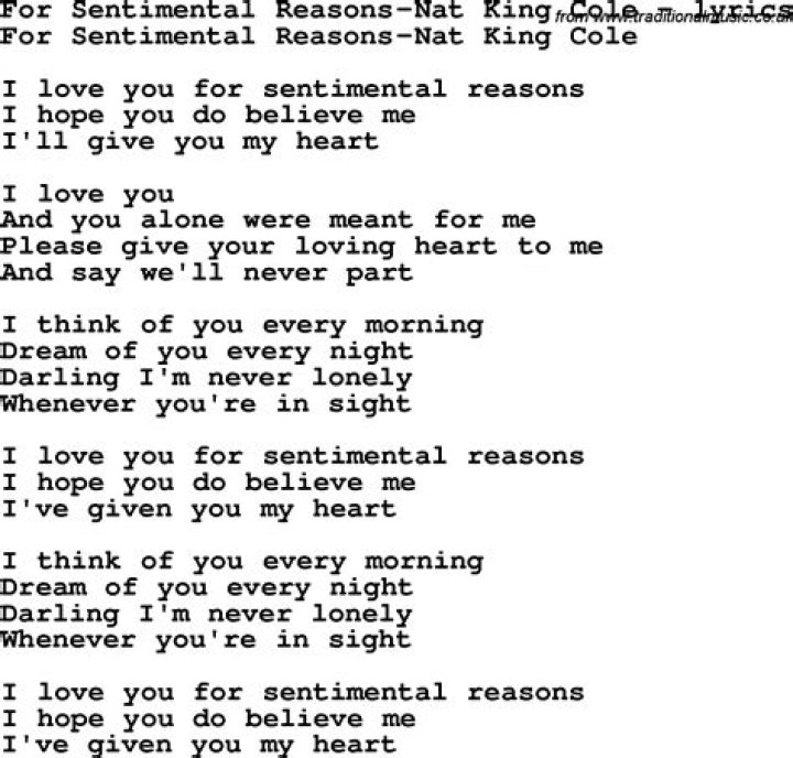 For sentimental reasons lyrics