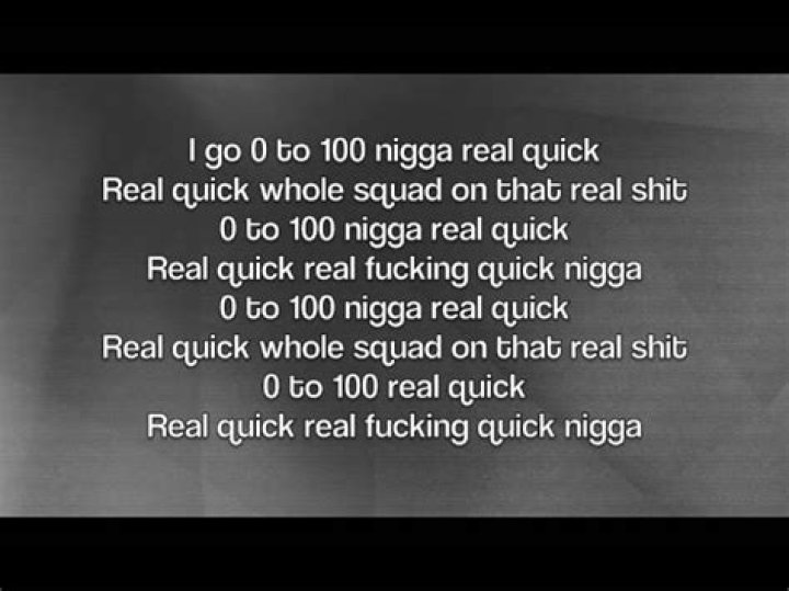 From zero to a hundred real quick lyrics