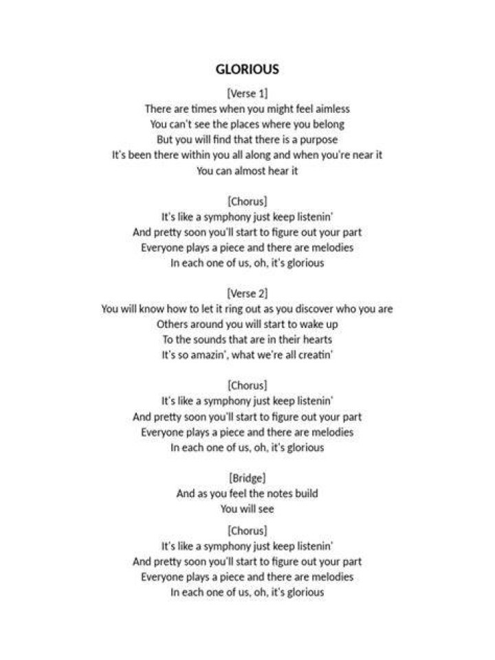 Glorious glorious lyrics