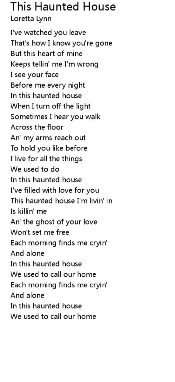 Haunted house lyrics