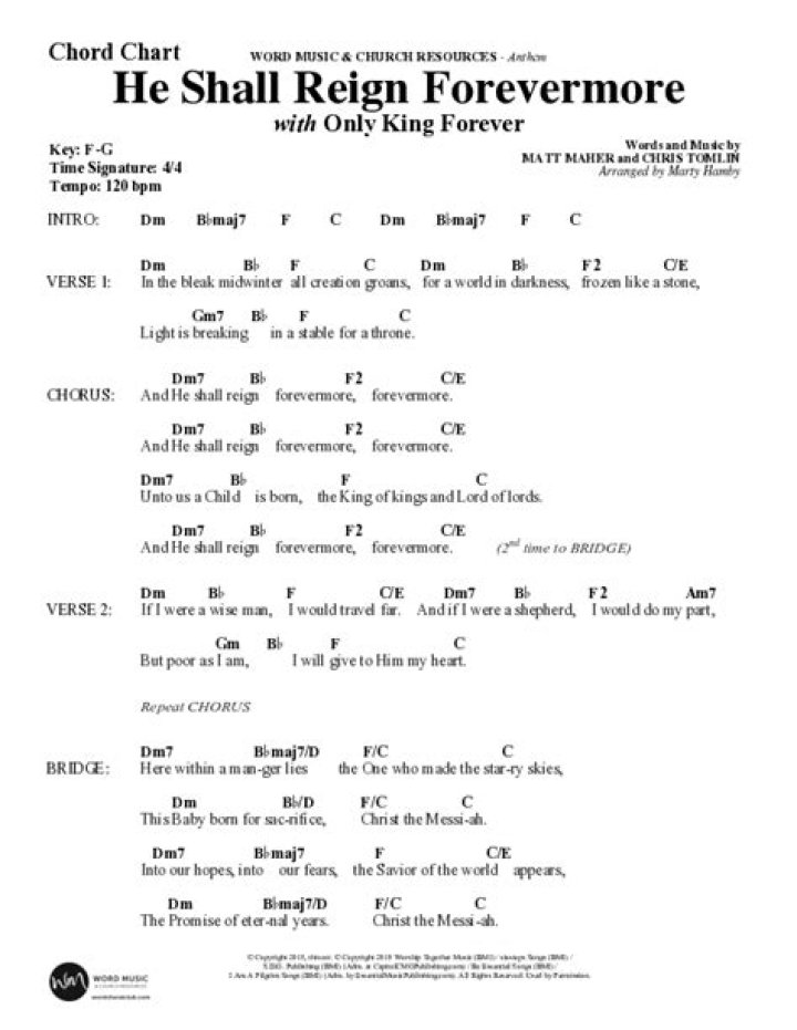 He shall reign, forever and ever lyrics
