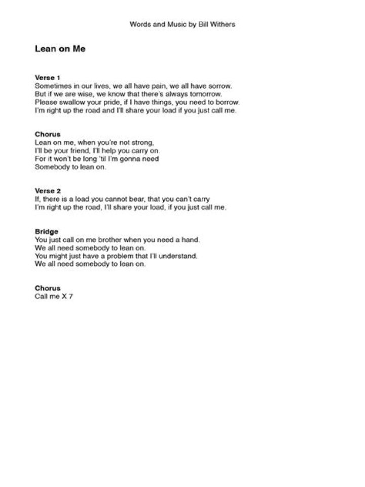 Helen baylor lean on me lyrics