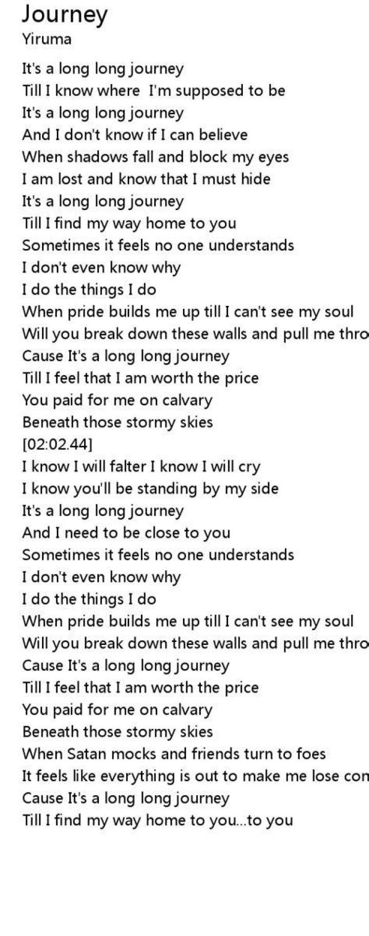 Highway one journey lyrics