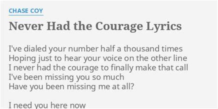 I never had the courage lyrics