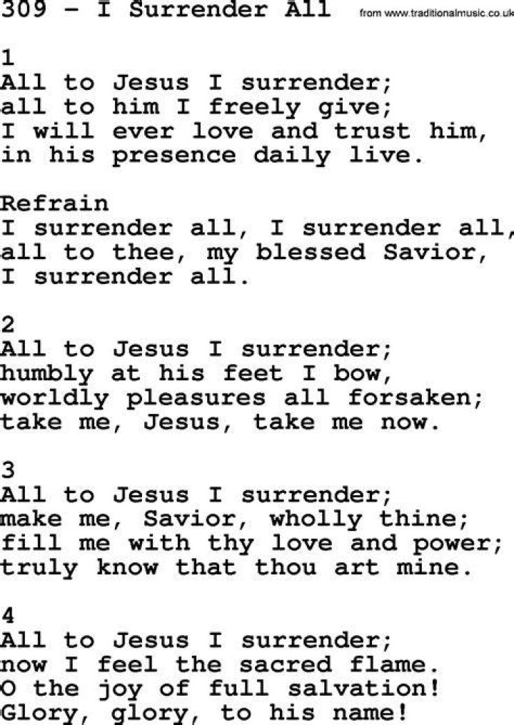 I surrender all by joseph larson lyrics