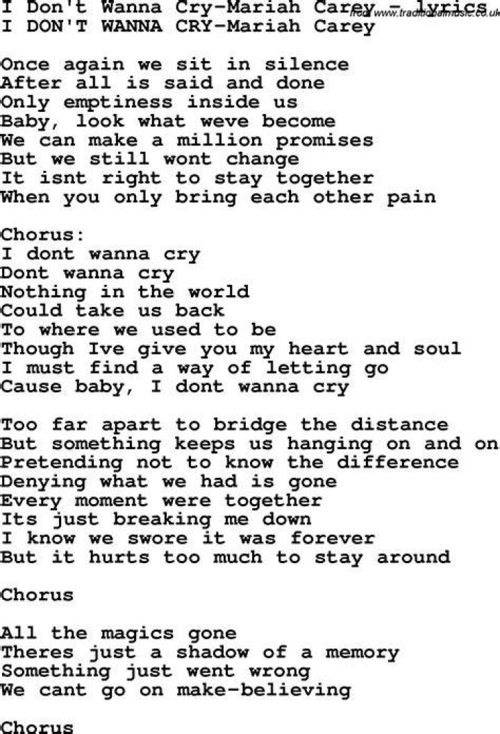 I wont cry for you lyrics