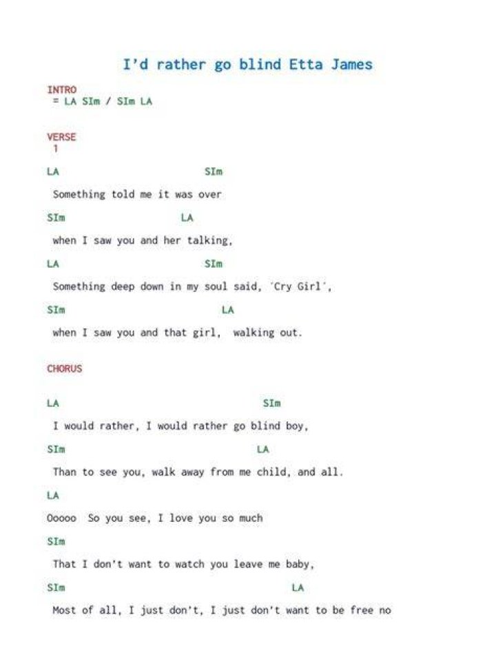 I would rather go blind lyrics