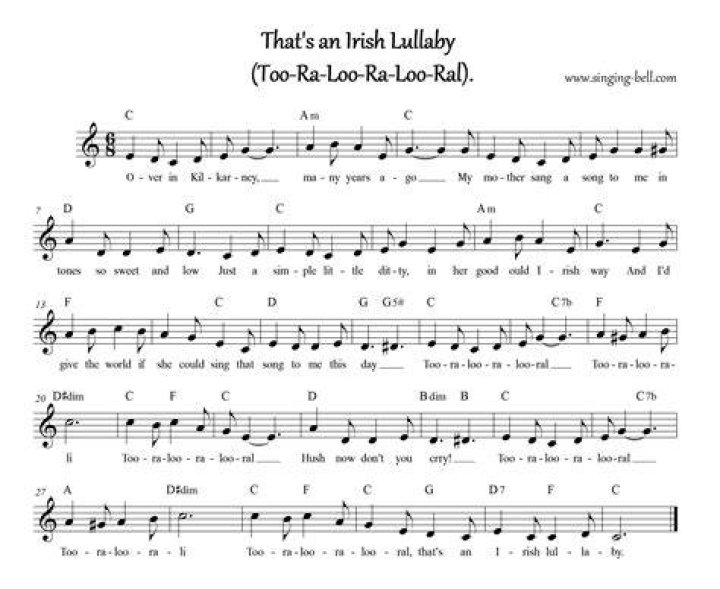 Irish lullaby lyrics