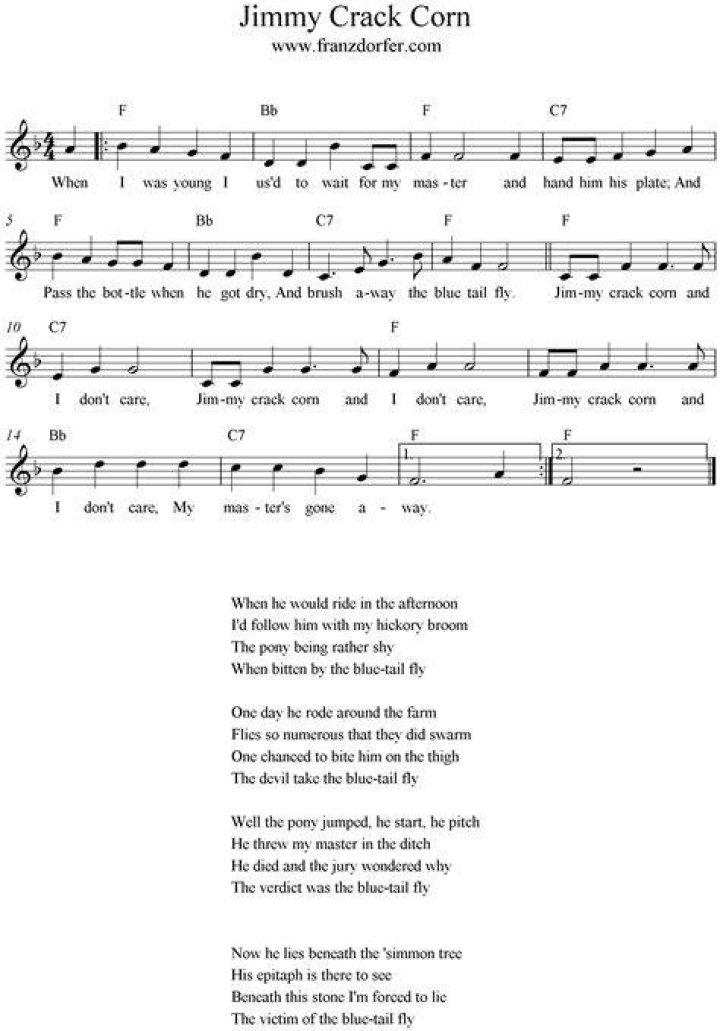 Jimmy crack corn lyrics