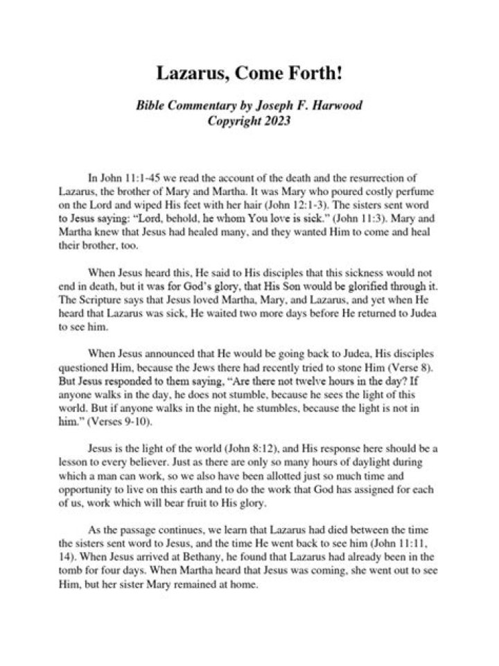 Lazarus come forth by sherwin gardner lyrics