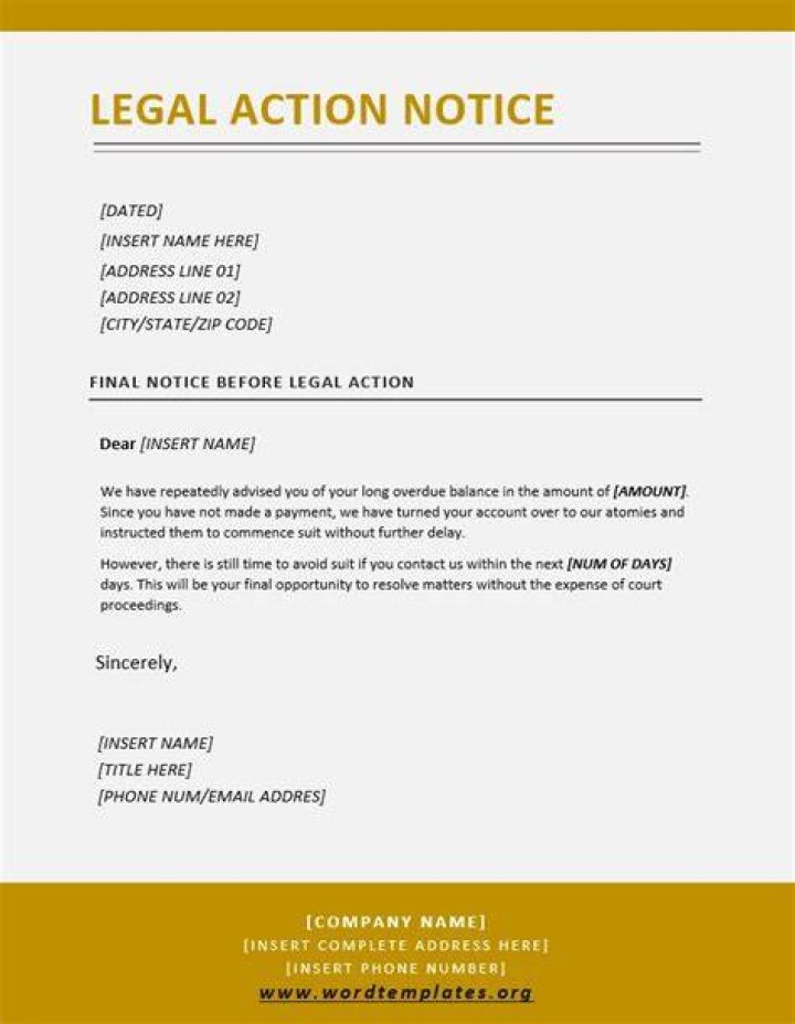 Legal action taken as a result of the incident
