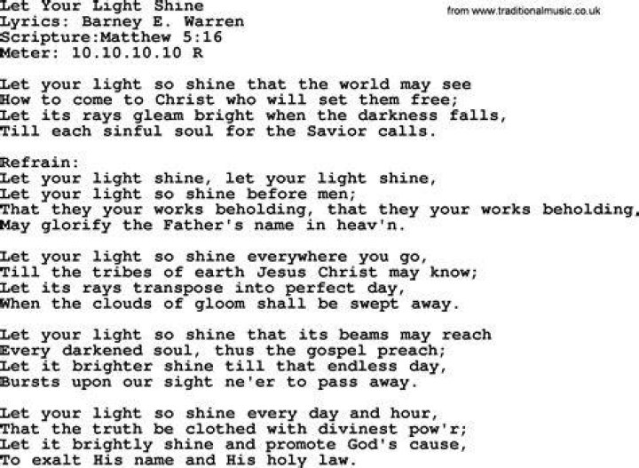 Let it shine shine shine lyrics