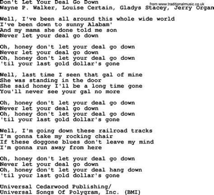 Let your deal go down lyrics