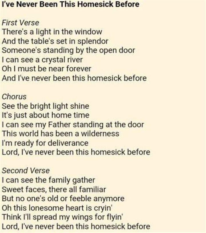 Never been this homesick before, keys lyrics