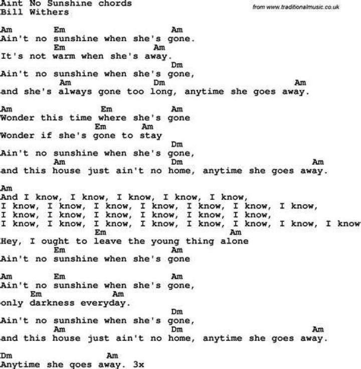 Nothing but sunshine lyrics