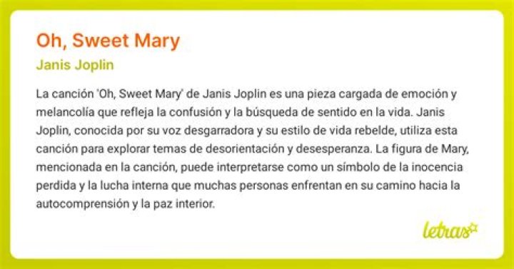 Oh, sweet mary lyrics