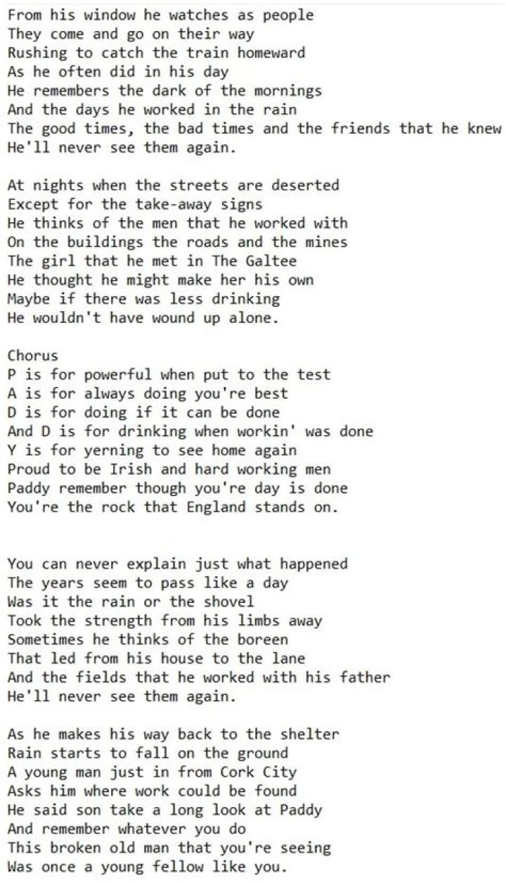 Paddy fagen lyrics