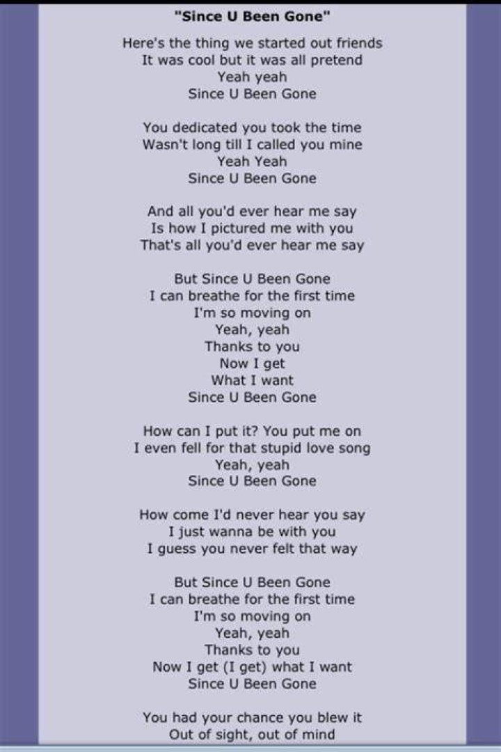 Since you’ve been gone lyrics