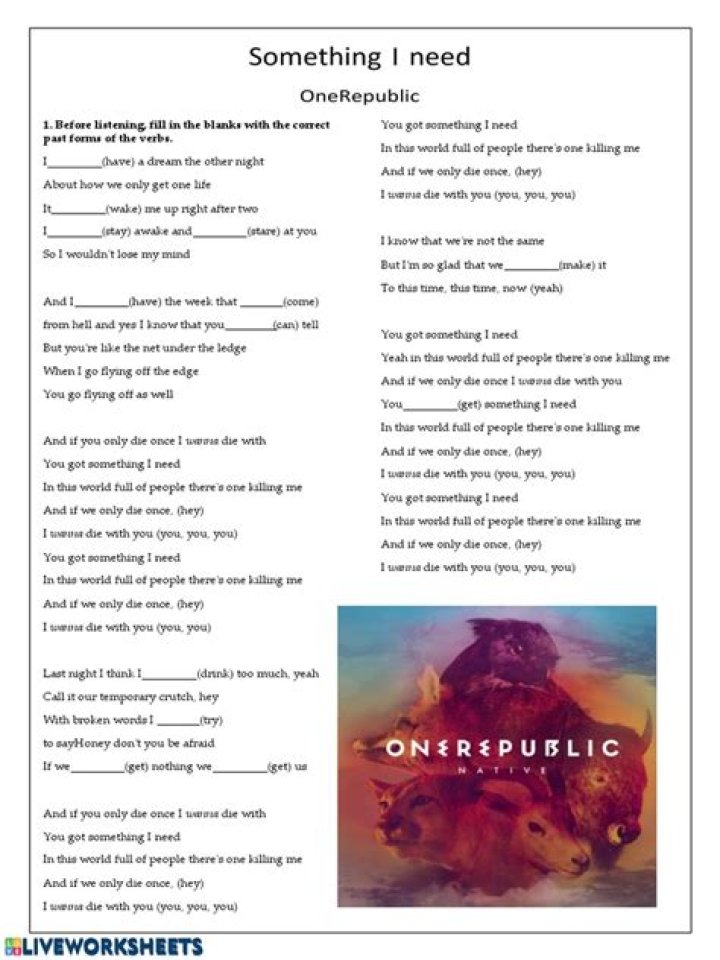 Something i need by one republic lyrics