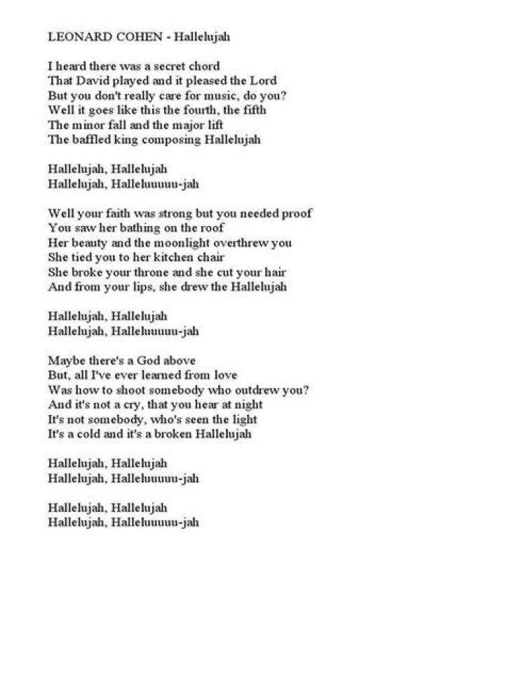 Sometimes allelujah lyrics