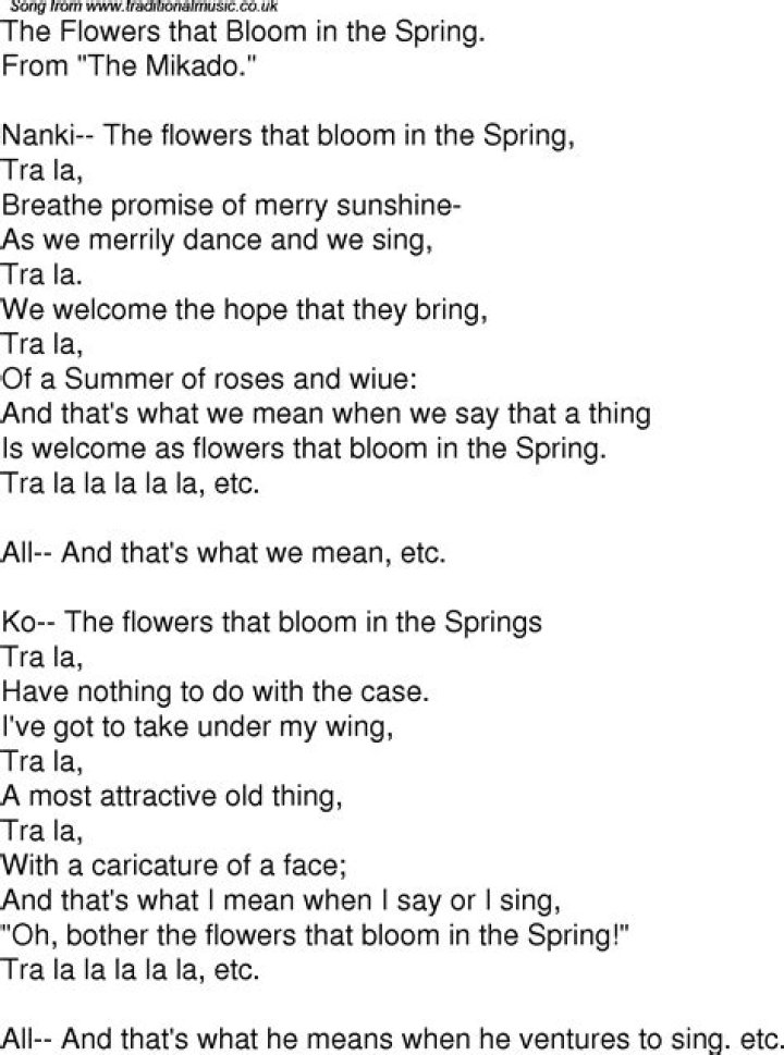 Spring flowers lyrics