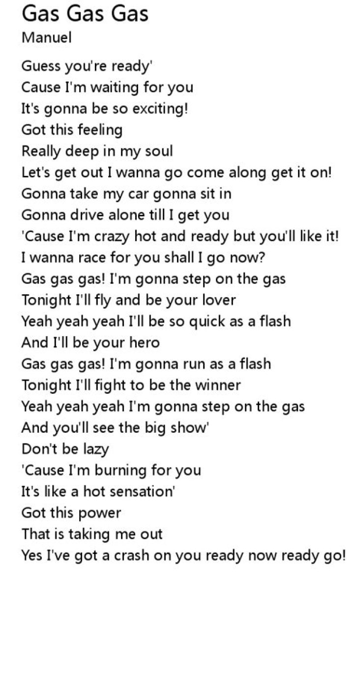 Step on the gas lyrics
