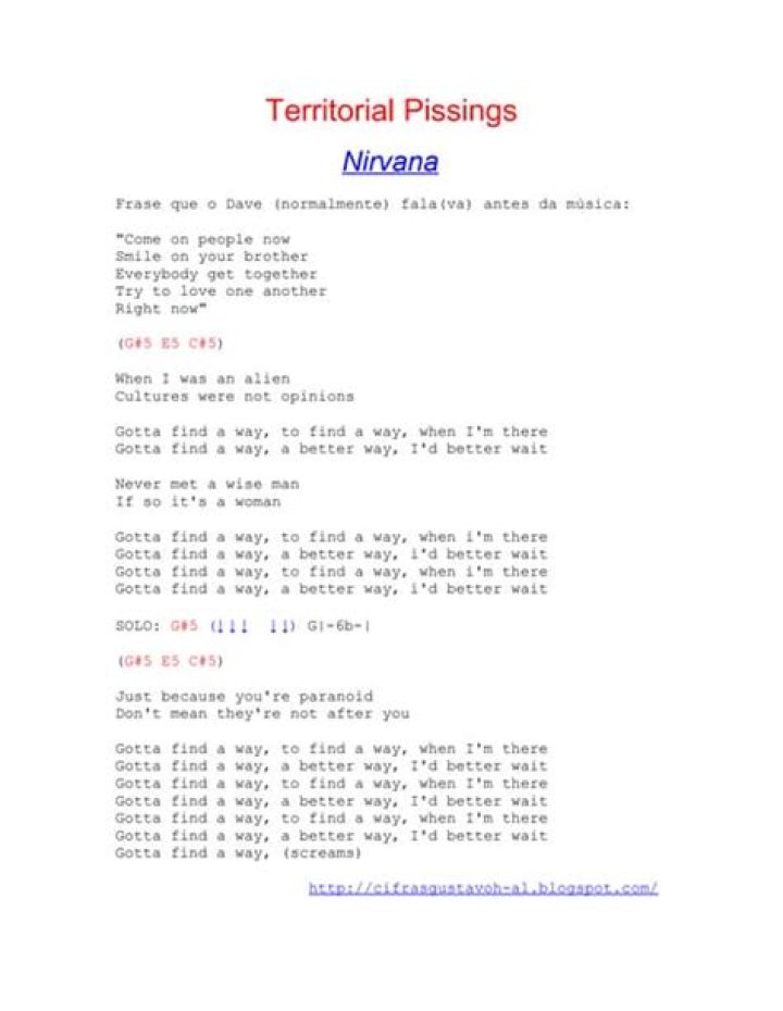 Territorial pissings lyrics