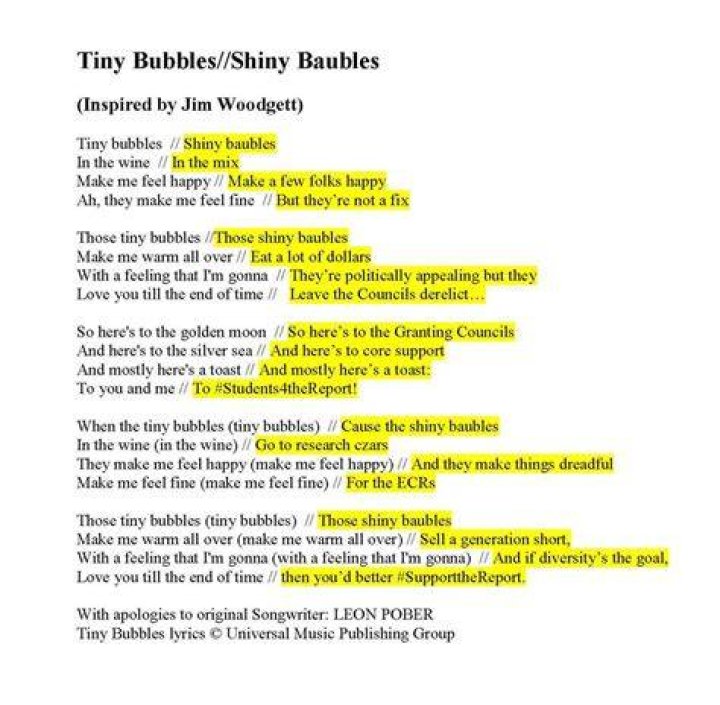 Tiny bubbles (hua li lyrics