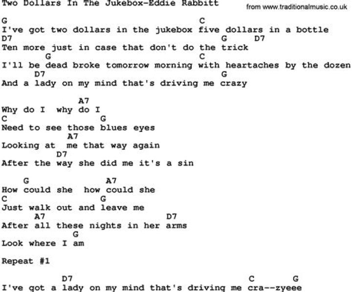 Two dollars in the jukebox lyrics
