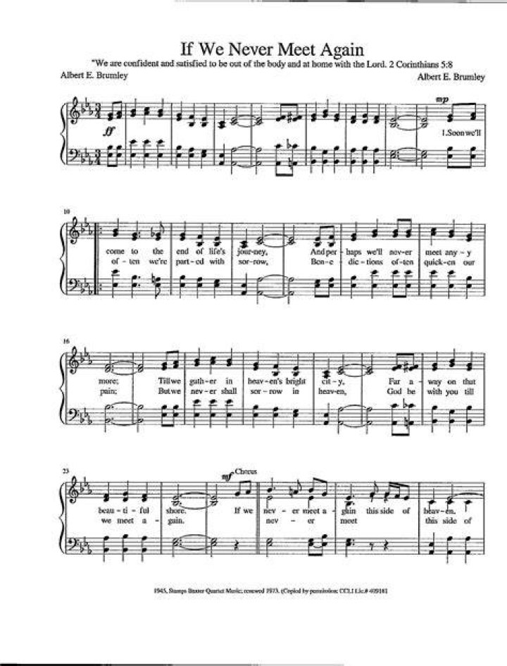 We will never meet again lyrics