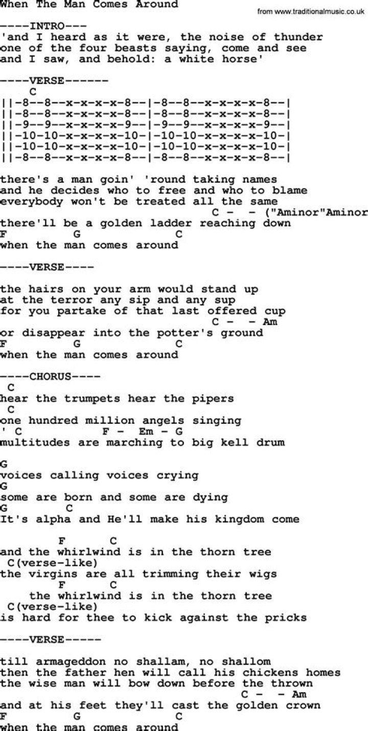 When the man comes around lyrics